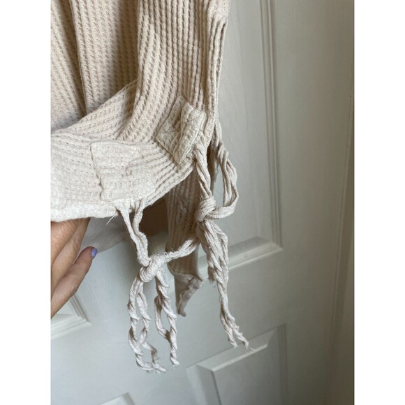 Free People Ivory Waffle Knit Open Sides tank top sleeveless Size M READ!! - Picture 7 of 8